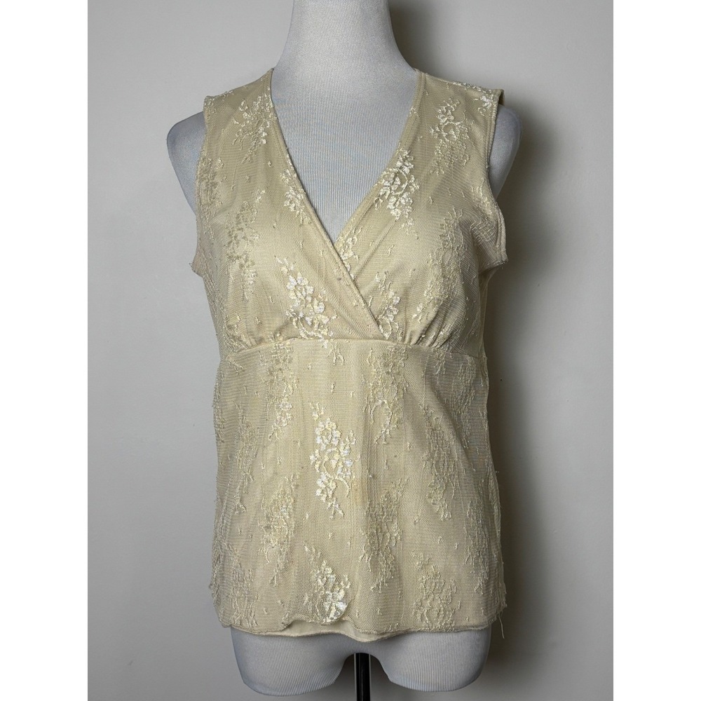 Susan Lawrence VTG Y2K Sleeveless Babydoll Lace Top L Fairy Feminine Layering